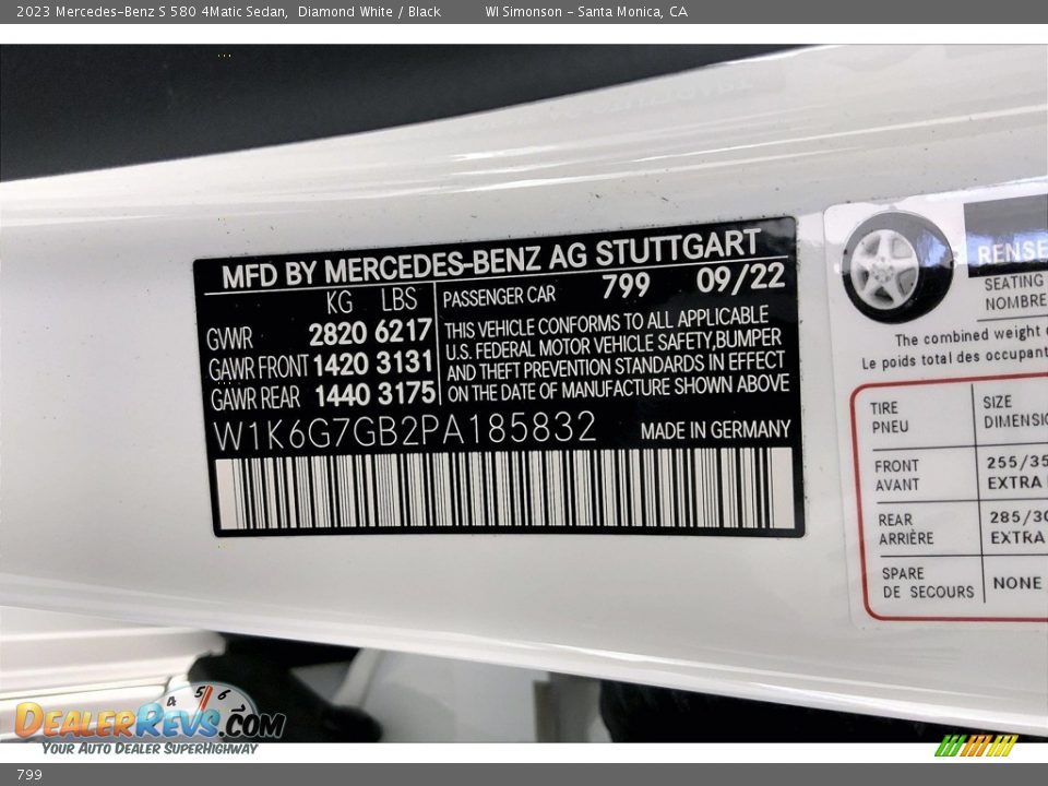 Mercedes-Benz Color Code 799 Diamond White