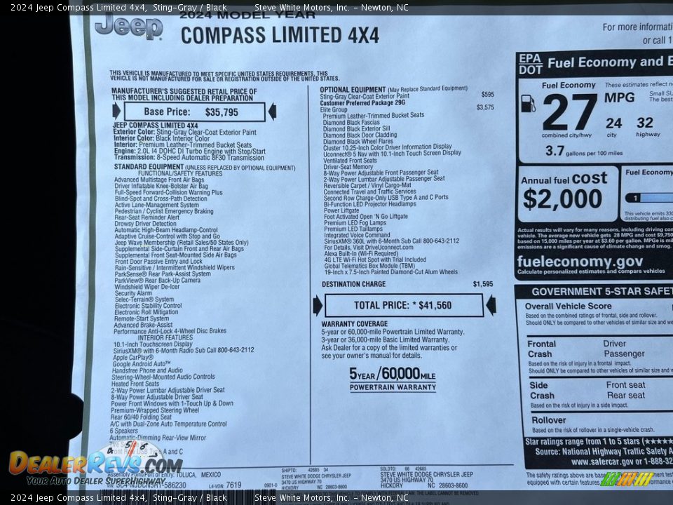 2024 Jeep Compass Limited 4x4 Window Sticker Photo #28