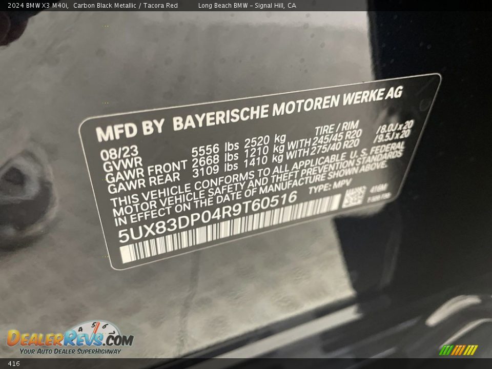 BMW Color Code 416 Carbon Black Metallic