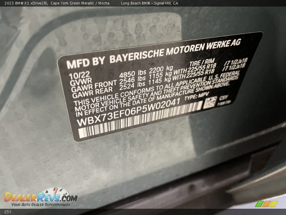 BMW Color Code C5Y Cape York Green Metallic