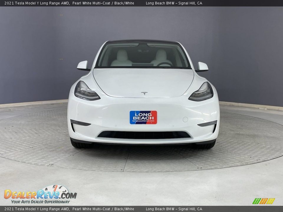 2021 Tesla Model Y Long Range AWD Pearl White Multi-Coat / Black/White Photo #2