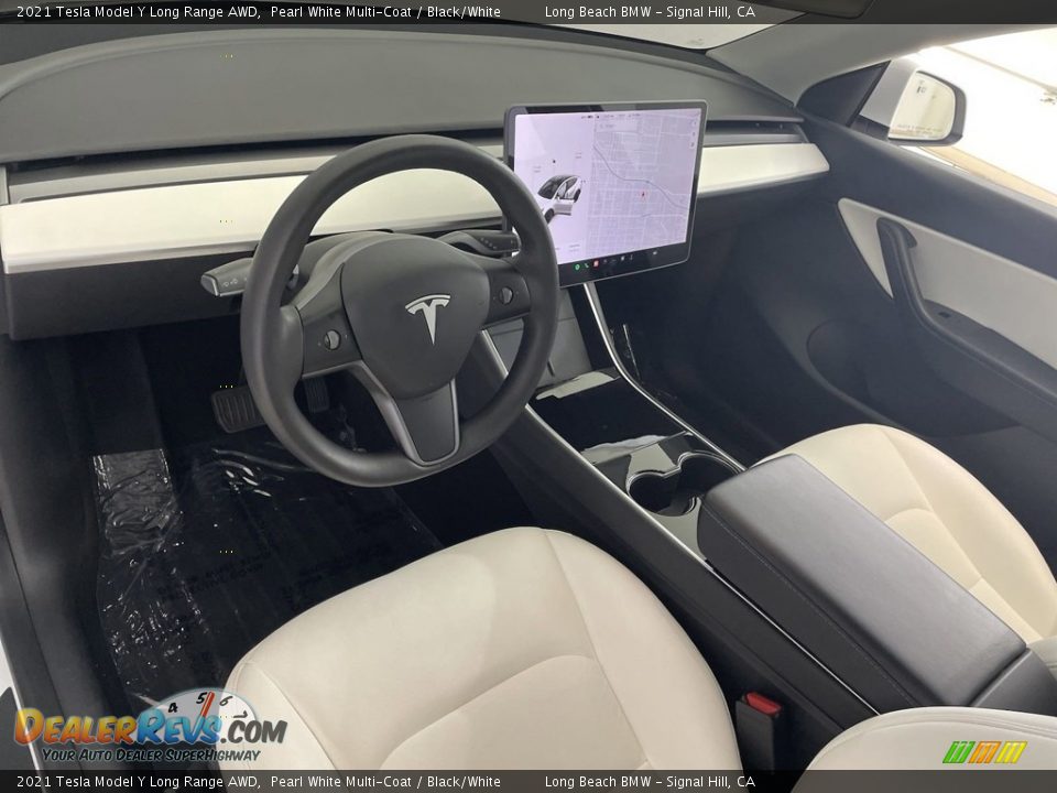 Black/White Interior - 2021 Tesla Model Y Long Range AWD Photo #16
