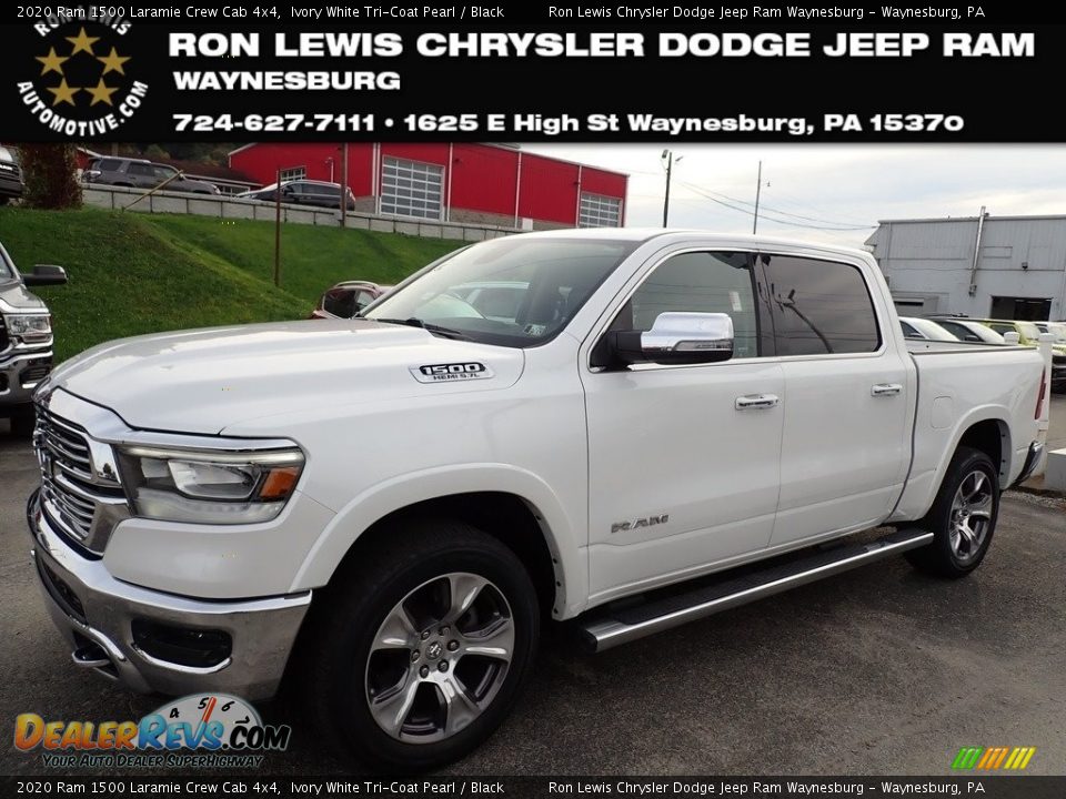 2020 Ram 1500 Laramie Crew Cab 4x4 Ivory White Tri-Coat Pearl / Black Photo #1