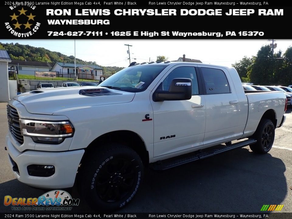 2024 Ram 3500 Laramie Night Edition Mega Cab 4x4 Pearl White / Black Photo #1