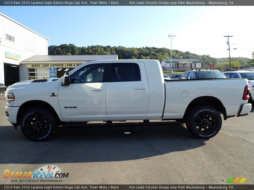 Pearl White 2024 Ram 3500 Laramie Night Edition Mega Cab 4x4 Photo #2