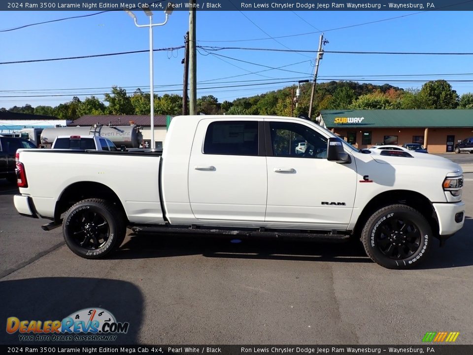 Pearl White 2024 Ram 3500 Laramie Night Edition Mega Cab 4x4 Photo #7