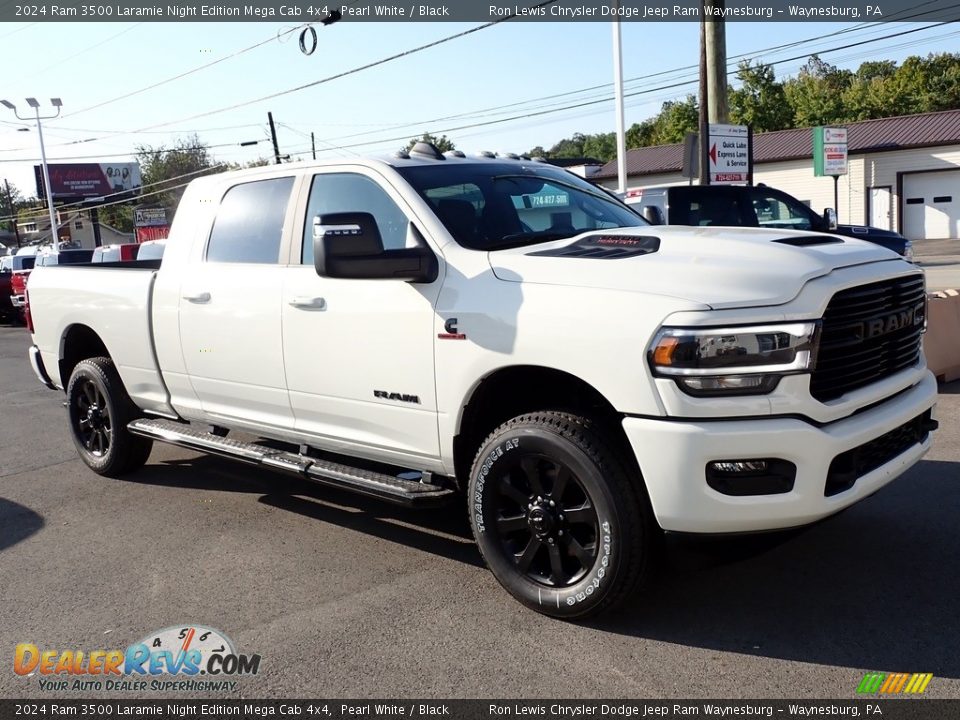 Front 3/4 View of 2024 Ram 3500 Laramie Night Edition Mega Cab 4x4 Photo #8