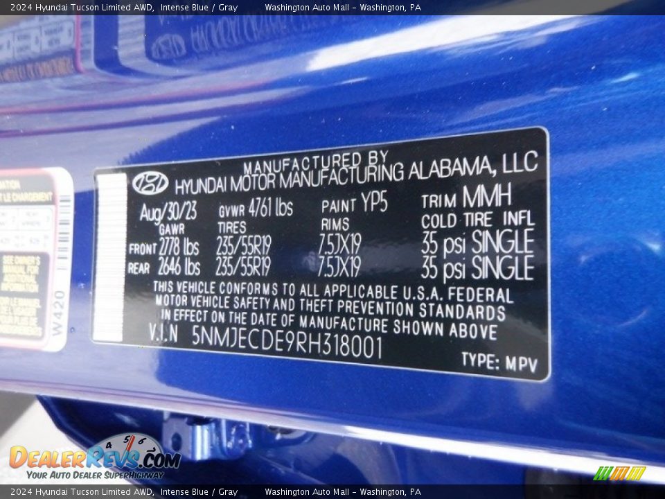 2024 Hyundai Tucson Limited AWD Intense Blue / Gray Photo #30