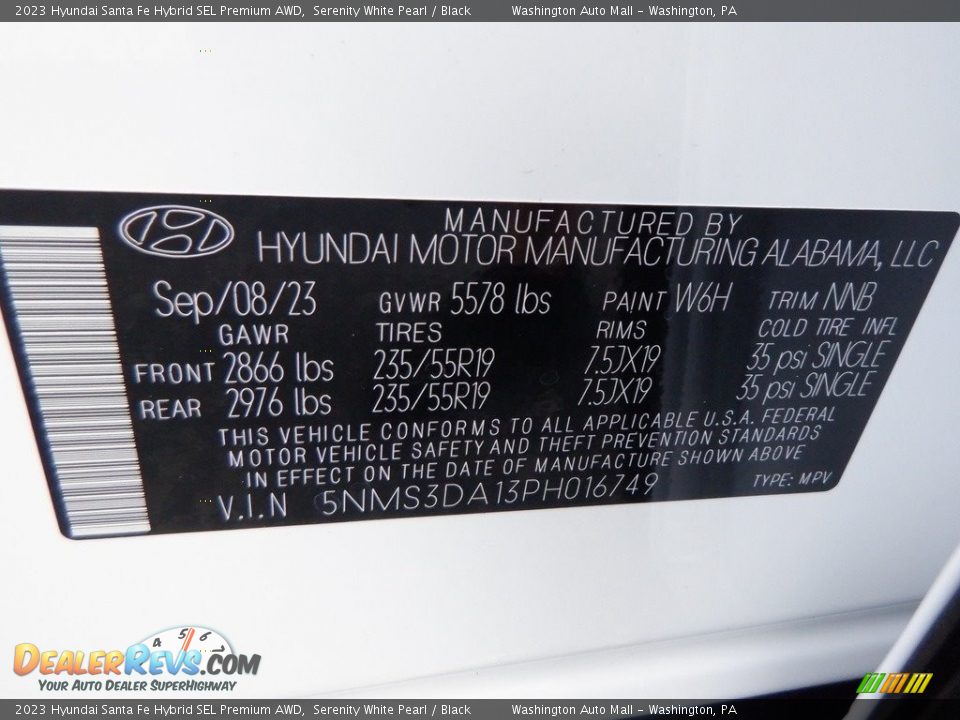 2023 Hyundai Santa Fe Hybrid SEL Premium AWD Serenity White Pearl / Black Photo #32
