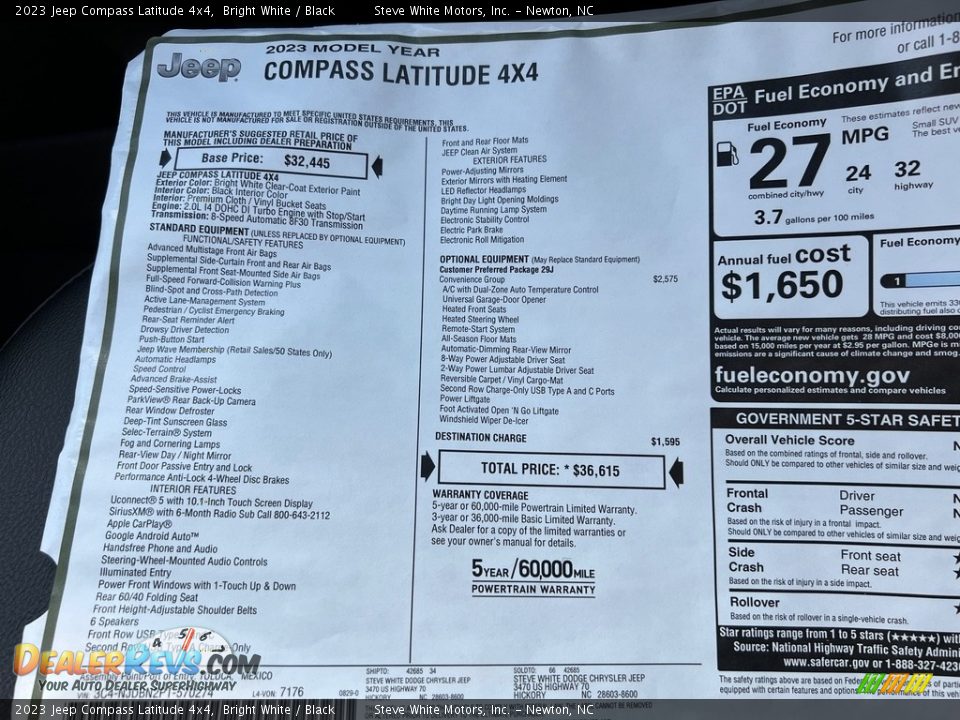 2023 Jeep Compass Latitude 4x4 Window Sticker Photo #27