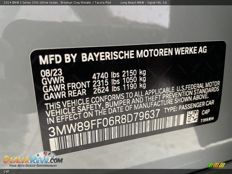 BMW Color Code C4P Brooklyn Gray Metallic