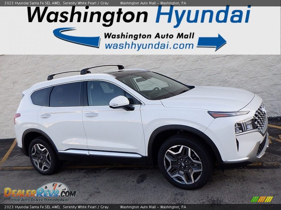 2023 Hyundai Santa Fe SEL AWD Serenity White Pearl / Gray Photo #2