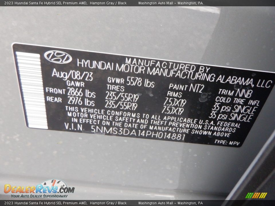 2023 Hyundai Santa Fe Hybrid SEL Premium AWD Hampton Gray / Black Photo #33