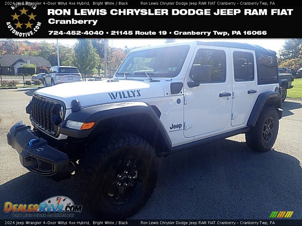 2024 Jeep Wrangler 4-Door Willys 4xe Hybrid Bright White / Black Photo #1