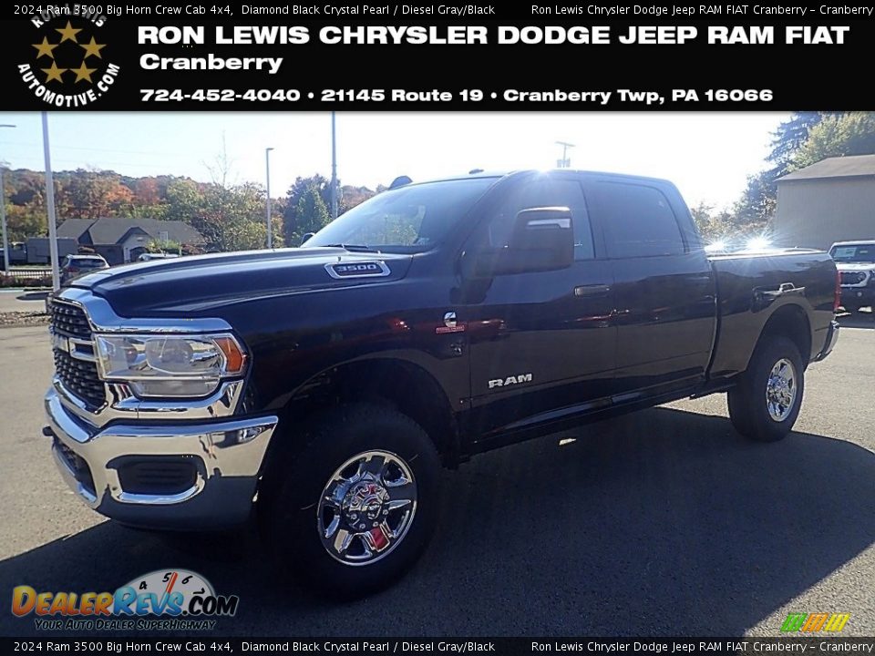 2024 Ram 3500 Big Horn Crew Cab 4x4 Diamond Black Crystal Pearl / Diesel Gray/Black Photo #1