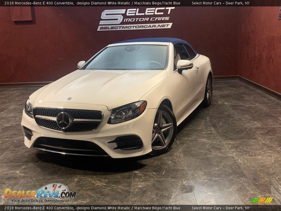 2018 Mercedes-Benz E 400 Convertible designo Diamond White Metallic / Macchiato Beige/Yacht Blue Photo #1