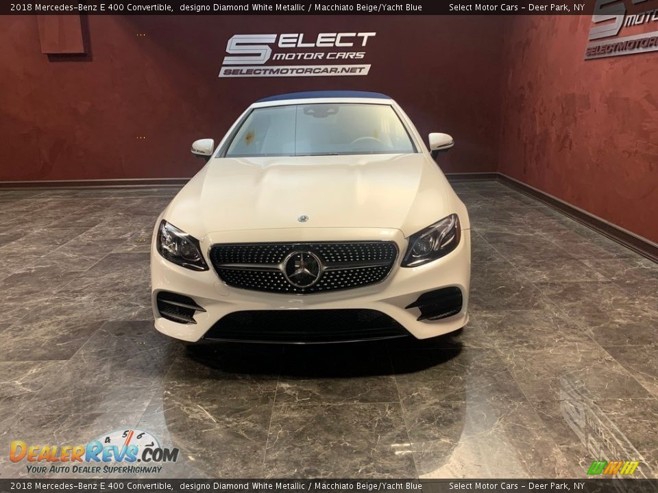 2018 Mercedes-Benz E 400 Convertible designo Diamond White Metallic / Macchiato Beige/Yacht Blue Photo #2