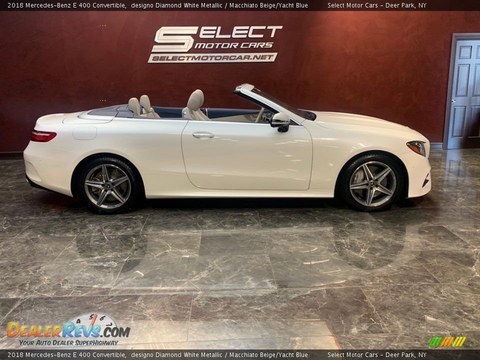 2018 Mercedes-Benz E 400 Convertible designo Diamond White Metallic / Macchiato Beige/Yacht Blue Photo #5