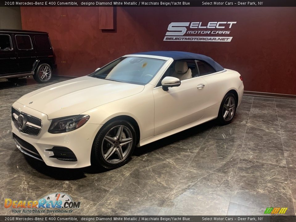 2018 Mercedes-Benz E 400 Convertible designo Diamond White Metallic / Macchiato Beige/Yacht Blue Photo #6