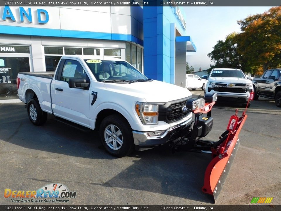 2021 Ford F150 XL Regular Cab 4x4 Plow Truck Oxford White / Medium Dark Slate Photo #4