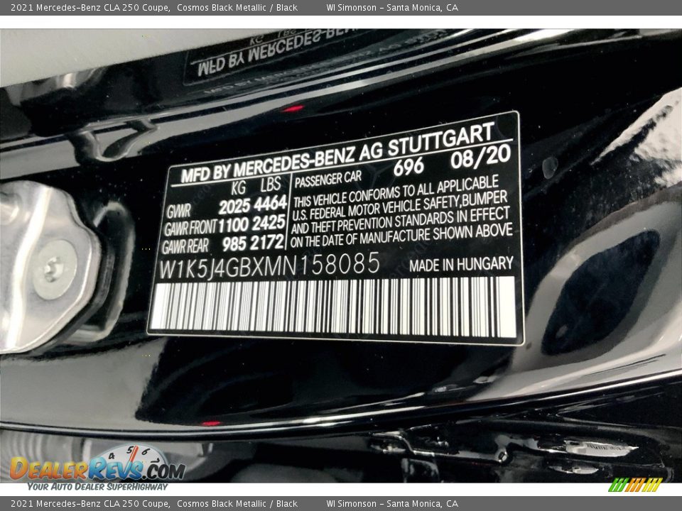 2021 Mercedes-Benz CLA 250 Coupe Cosmos Black Metallic / Black Photo #33