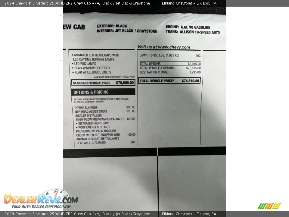 2024 Chevrolet Silverado 2500HD ZR2 Crew Cab 4x4 Window Sticker Photo #9