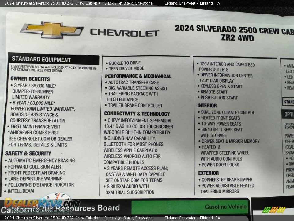 2024 Chevrolet Silverado 2500HD ZR2 Crew Cab 4x4 Window Sticker Photo #10