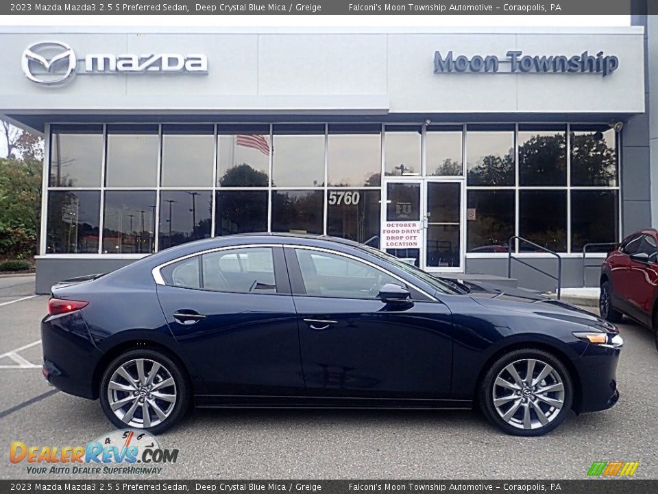 2023 Mazda Mazda3 2.5 S Preferred Sedan Deep Crystal Blue Mica / Greige Photo #1