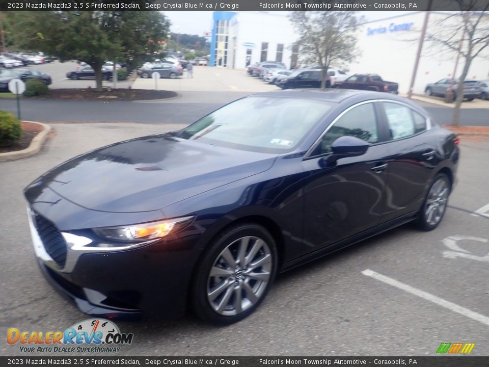 2023 Mazda Mazda3 2.5 S Preferred Sedan Deep Crystal Blue Mica / Greige Photo #6