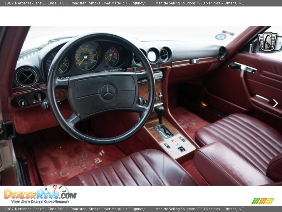 Burgundy Interior - 1987 Mercedes-Benz SL Class 560 SL Roadster Photo #6