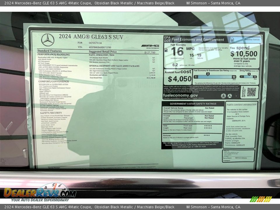 2024 Mercedes-Benz GLE 63 S AMG 4Matic Coupe Window Sticker Photo #13