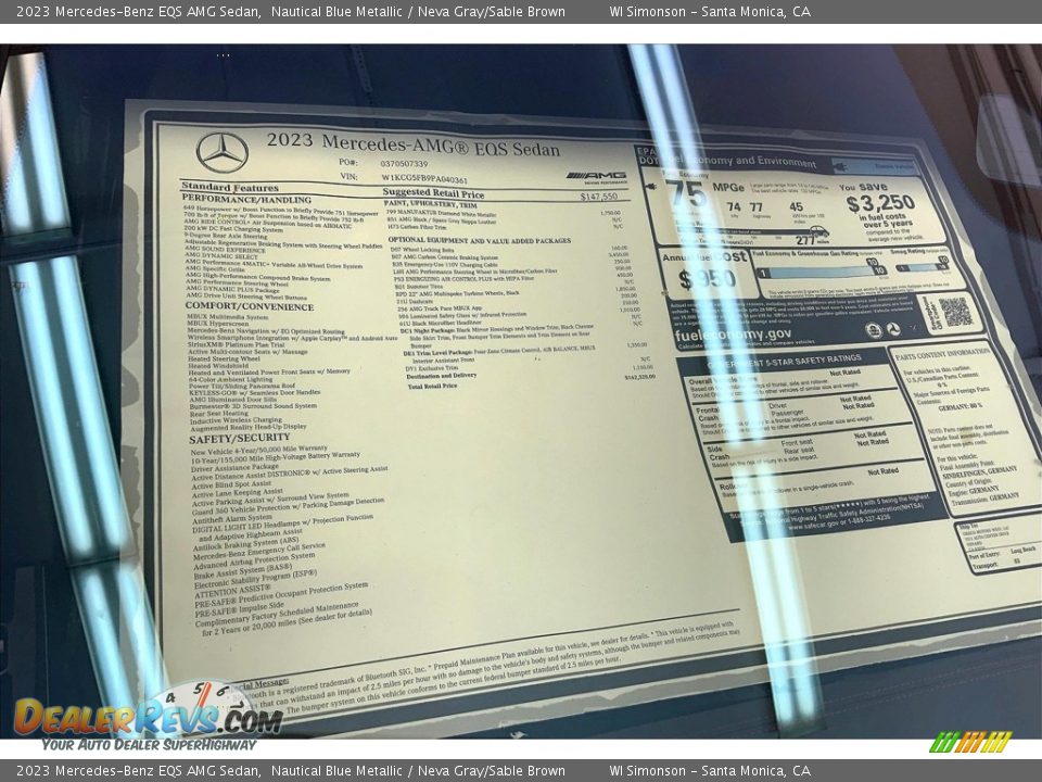 2023 Mercedes-Benz EQS AMG Sedan Window Sticker Photo #12