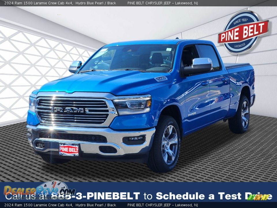 2024 Ram 1500 Laramie Crew Cab 4x4 Hydro Blue Pearl / Black Photo #1