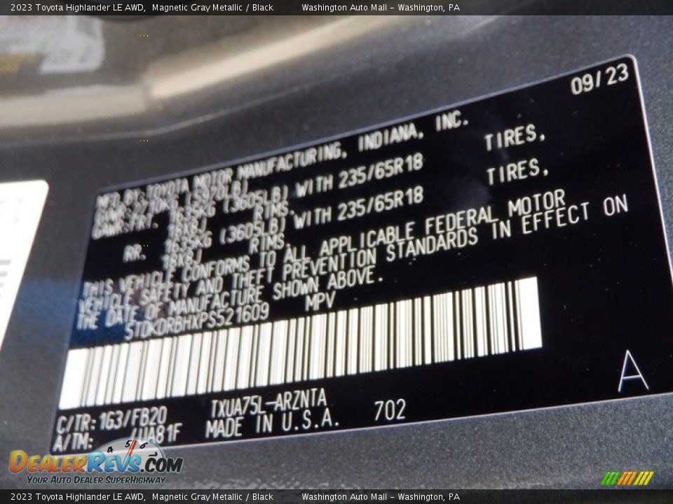 2023 Toyota Highlander LE AWD Magnetic Gray Metallic / Black Photo #33