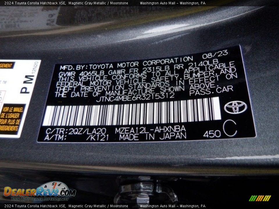2024 Toyota Corolla Hatchback XSE Magnetic Gray Metallic / Moonstone Photo #32