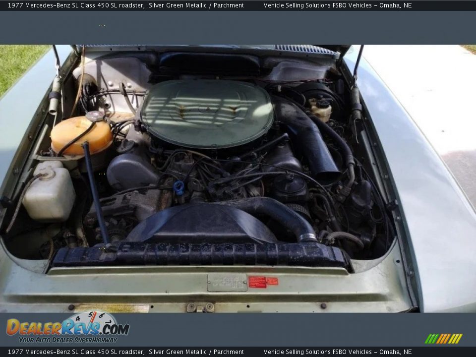 1977 Mercedes-Benz SL Class 450 SL roadster Silver Green Metallic / Parchment Photo #11