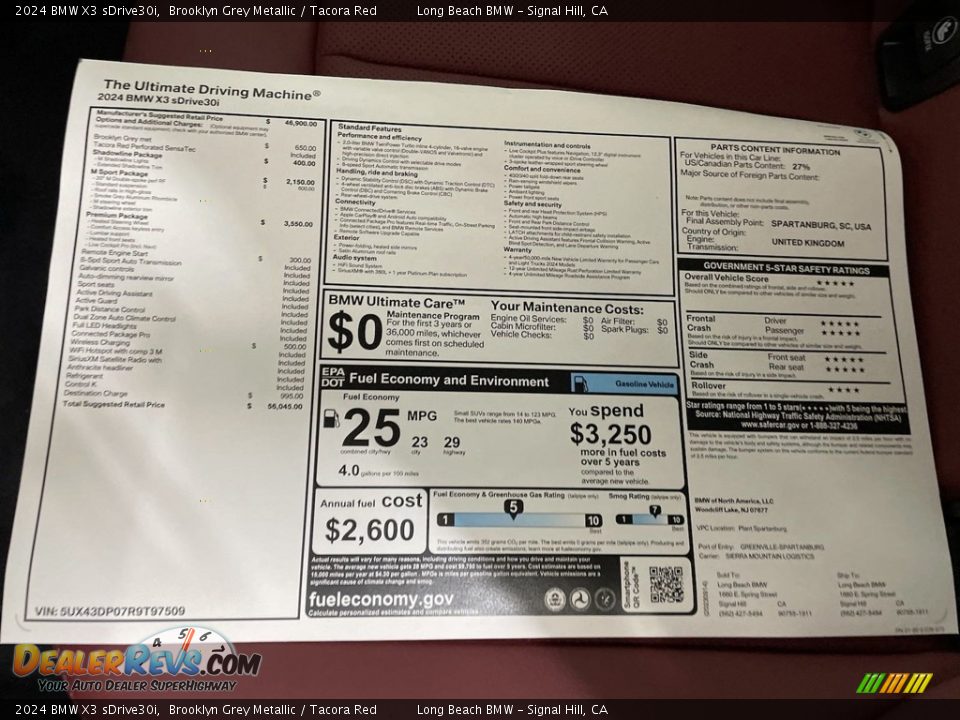 2024 BMW X3 sDrive30i Window Sticker Photo #25