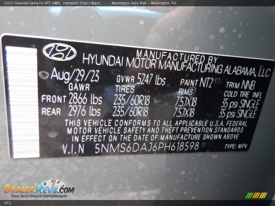 Hyundai Color Code NT2 Hampton Gray