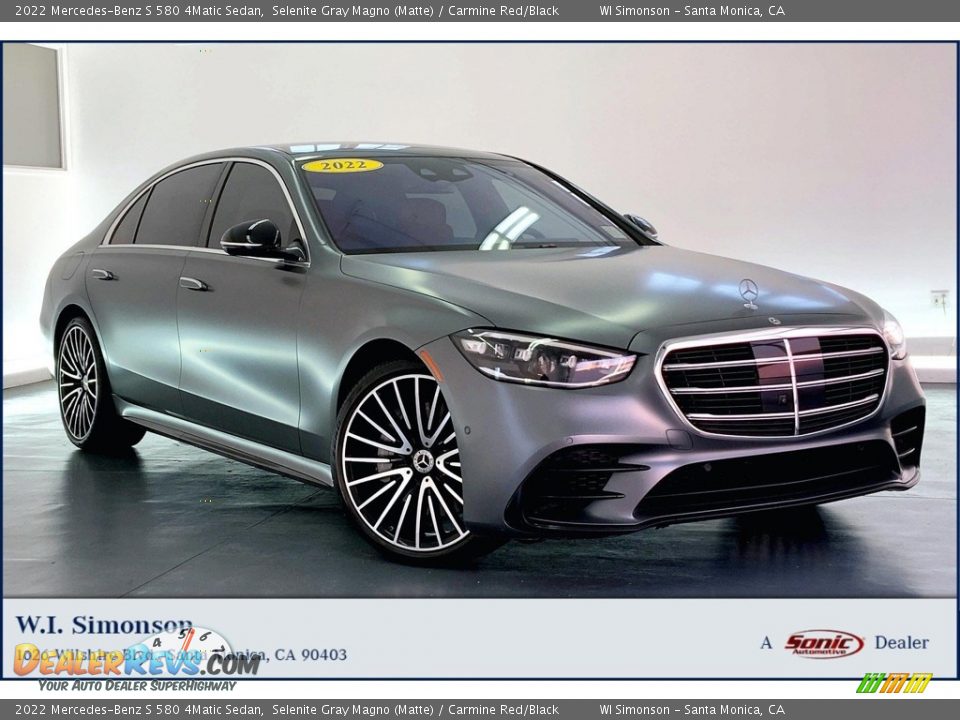 2022 Mercedes-Benz S 580 4Matic Sedan Selenite Gray Magno (Matte) / Carmine Red/Black Photo #1