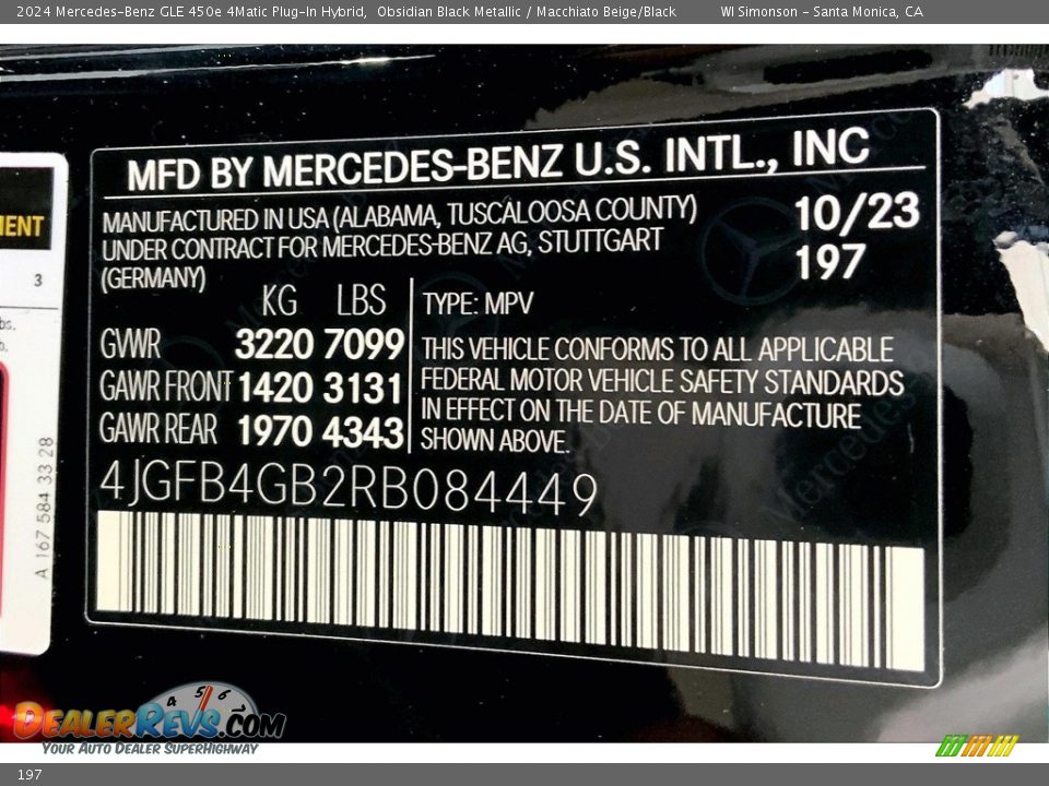 Mercedes-Benz Color Code 197 Obsidian Black Metallic