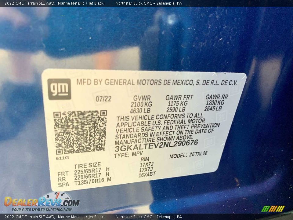2022 GMC Terrain SLE AWD Marine Metallic / Jet Black Photo #32