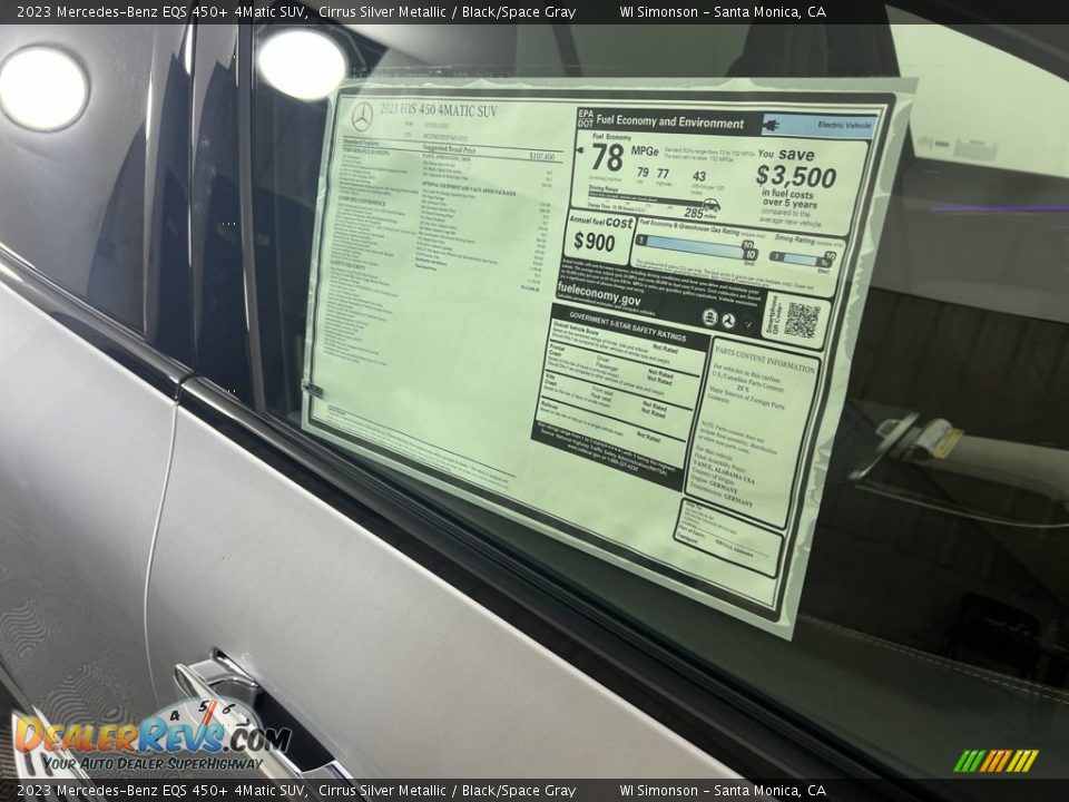2023 Mercedes-Benz EQS 450+ 4Matic SUV Window Sticker Photo #24