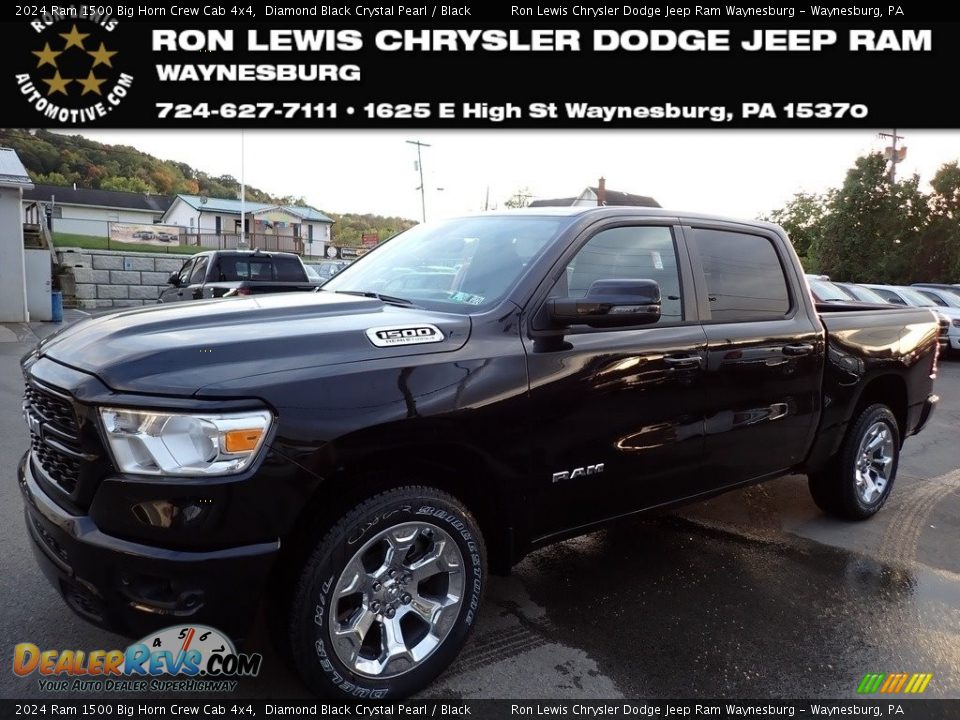 2024 Ram 1500 Big Horn Crew Cab 4x4 Diamond Black Crystal Pearl / Black Photo #1