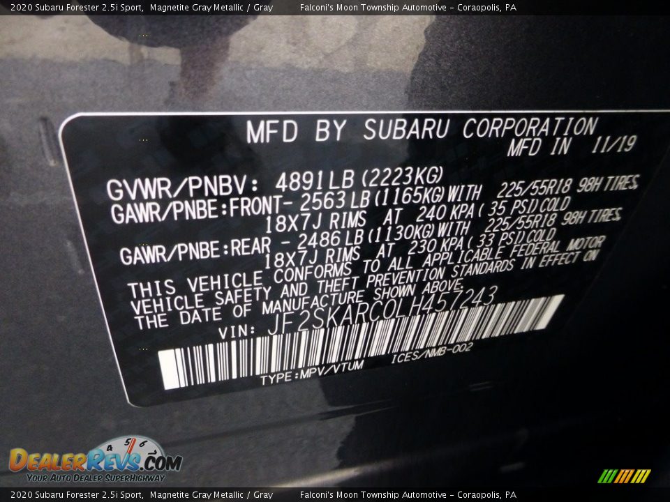 2020 Subaru Forester 2.5i Sport Magnetite Gray Metallic / Gray Photo #28
