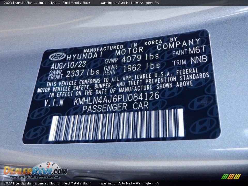 2023 Hyundai Elantra Limited Hybrid Fluid Metal / Black Photo #33