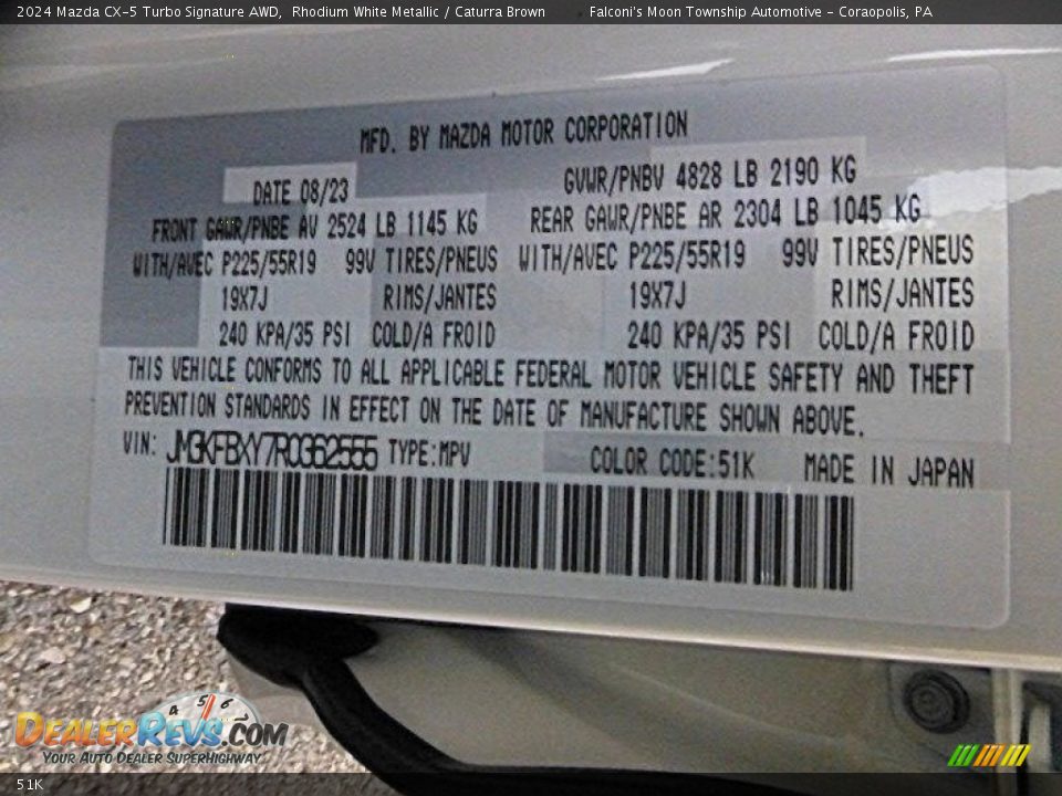 Mazda Color Code 51K Rhodium White Metallic
