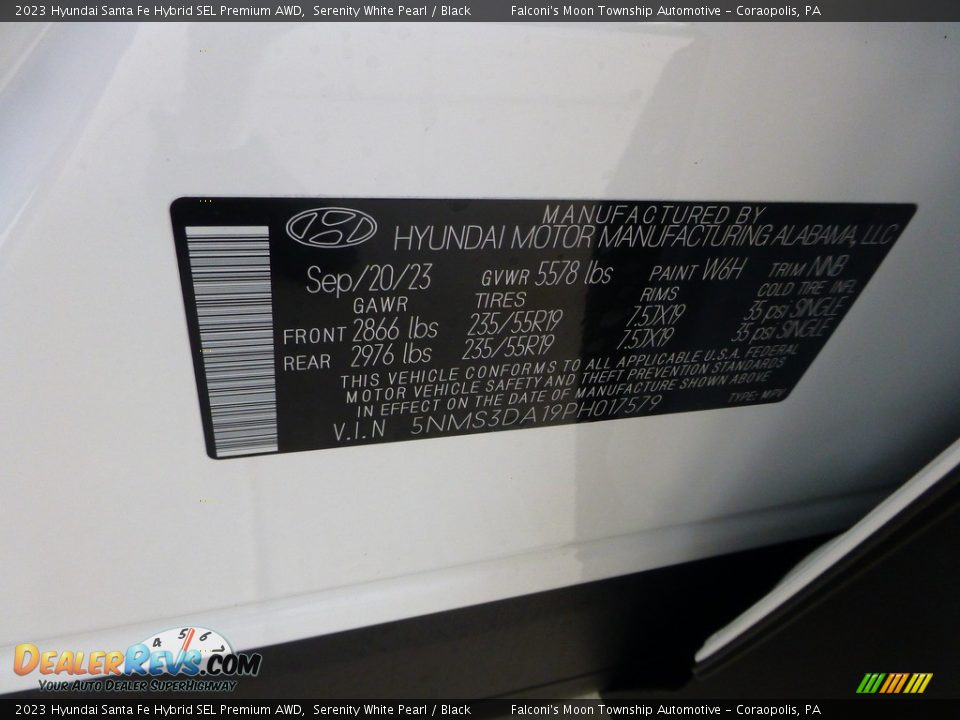 2023 Hyundai Santa Fe Hybrid SEL Premium AWD Serenity White Pearl / Black Photo #18