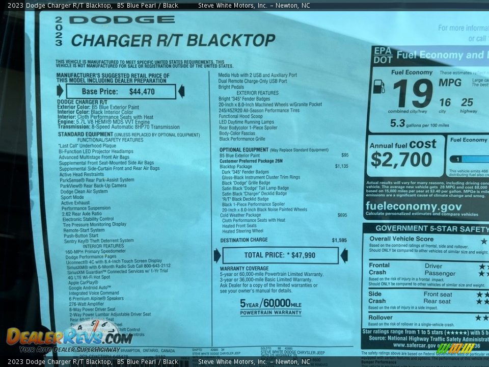 2023 Dodge Charger R/T Blacktop Window Sticker Photo #27