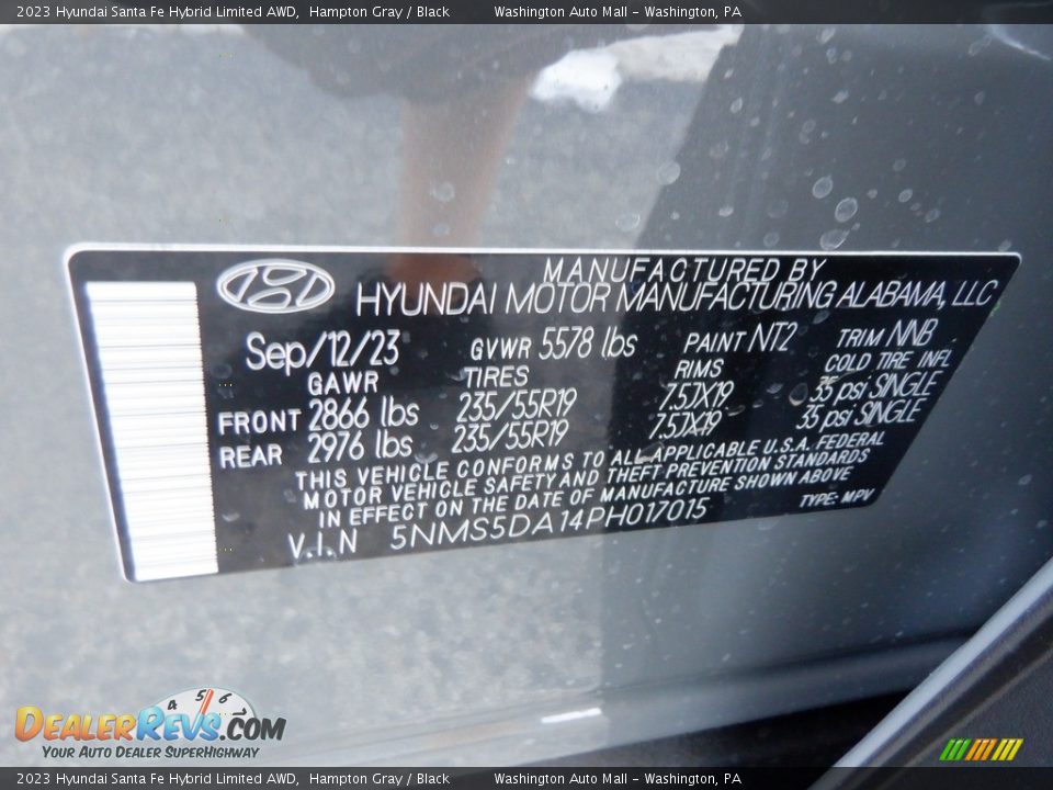 2023 Hyundai Santa Fe Hybrid Limited AWD Hampton Gray / Black Photo #31