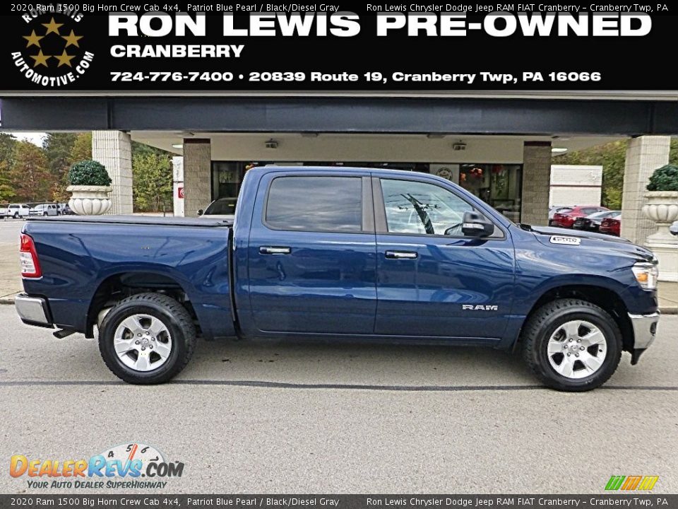 2020 Ram 1500 Big Horn Crew Cab 4x4 Patriot Blue Pearl / Black/Diesel Gray Photo #1